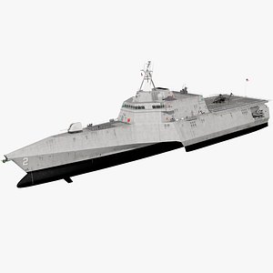 USS Independence LCS 2 with Combat Helicopter 3D model