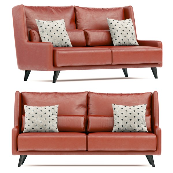 Onyx Leather Sofa With Cushions And, Red Leather Sofa Cushions