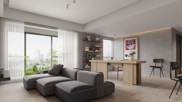 3D Living Room - Kitchen Interior 37 model