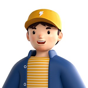 3D Man Wearing a Jacket and Hat