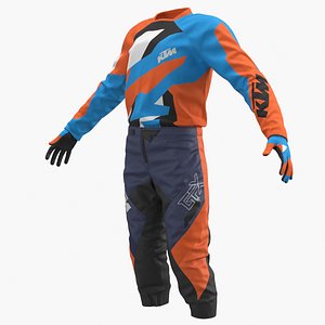 KTM Kids Motocross Racing Gear Set Orange Blue