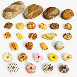 bakery set bread donuts model