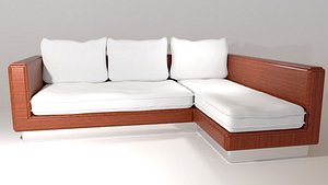 3D model wooden couch