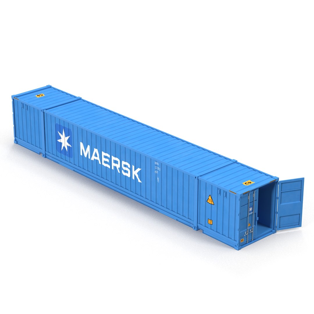 53 ft Shipping ISO Container Blue 2 3D Model preview
