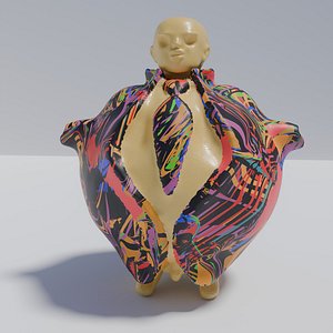 Ugly character in a rainbow suit and tie