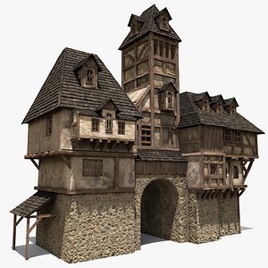 3D Medieval House 04 8K PBR Textures model