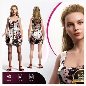 3D Realistic elegant Woman 3D Character