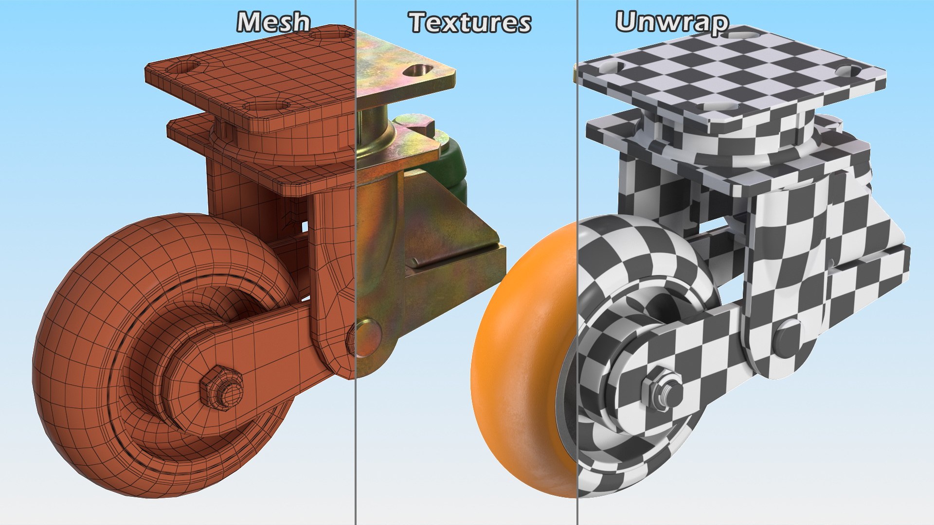 3D Poly Spring Loaded Swivel Castor model - TurboSquid 1787990