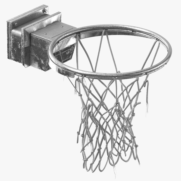 3D basketball net ripped silver model