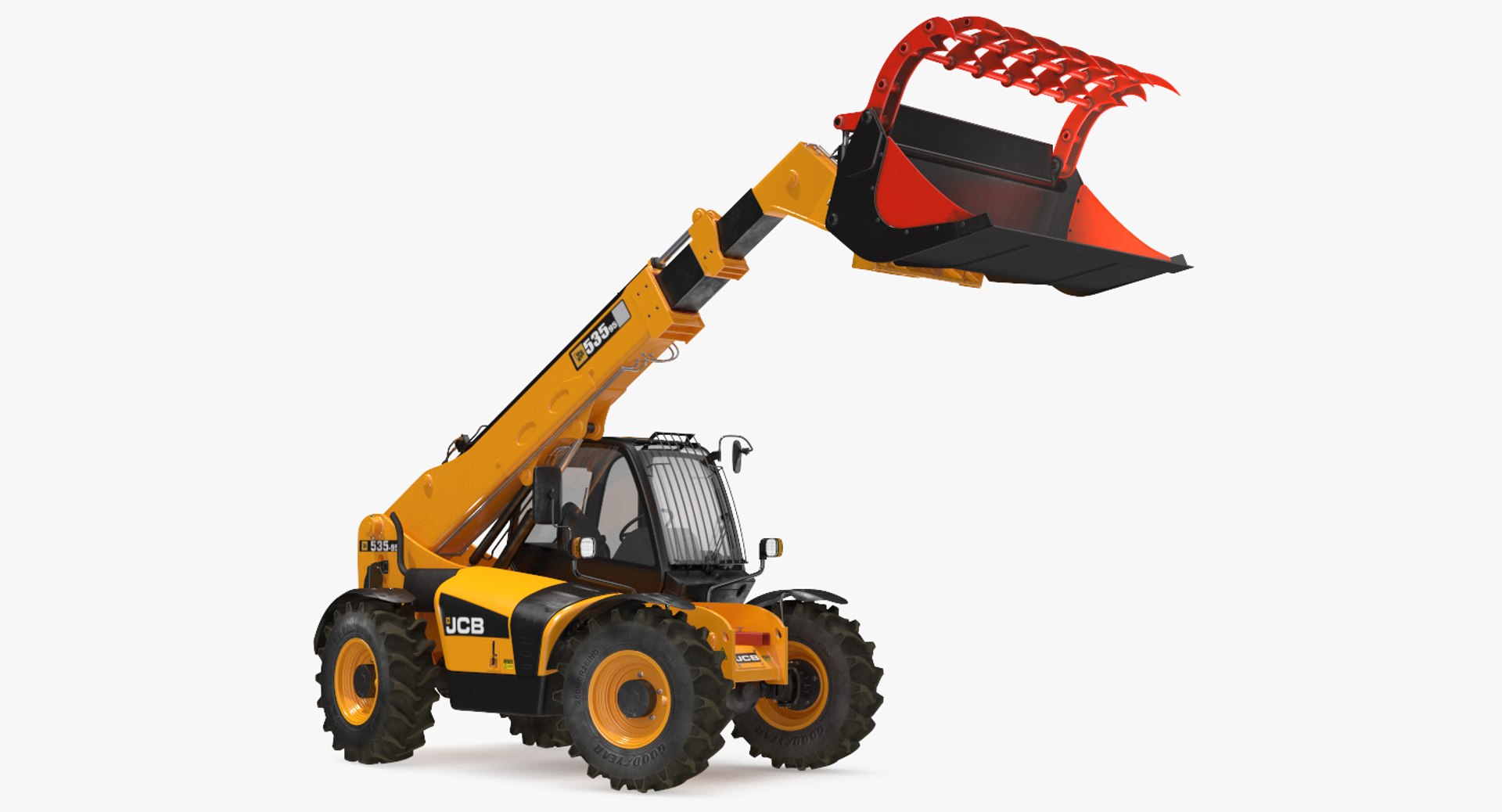 JCB 535 Forklift Bucket Dirty Rigged 3D Model 3D model preview