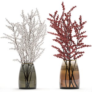 3D model decorative branches vase red