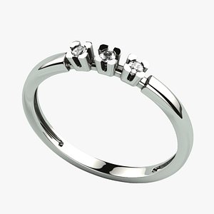 3D Three Diamonds Fashion Gold Ring