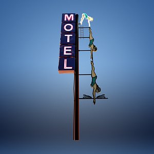 3D Neon Motel Sign - Animated