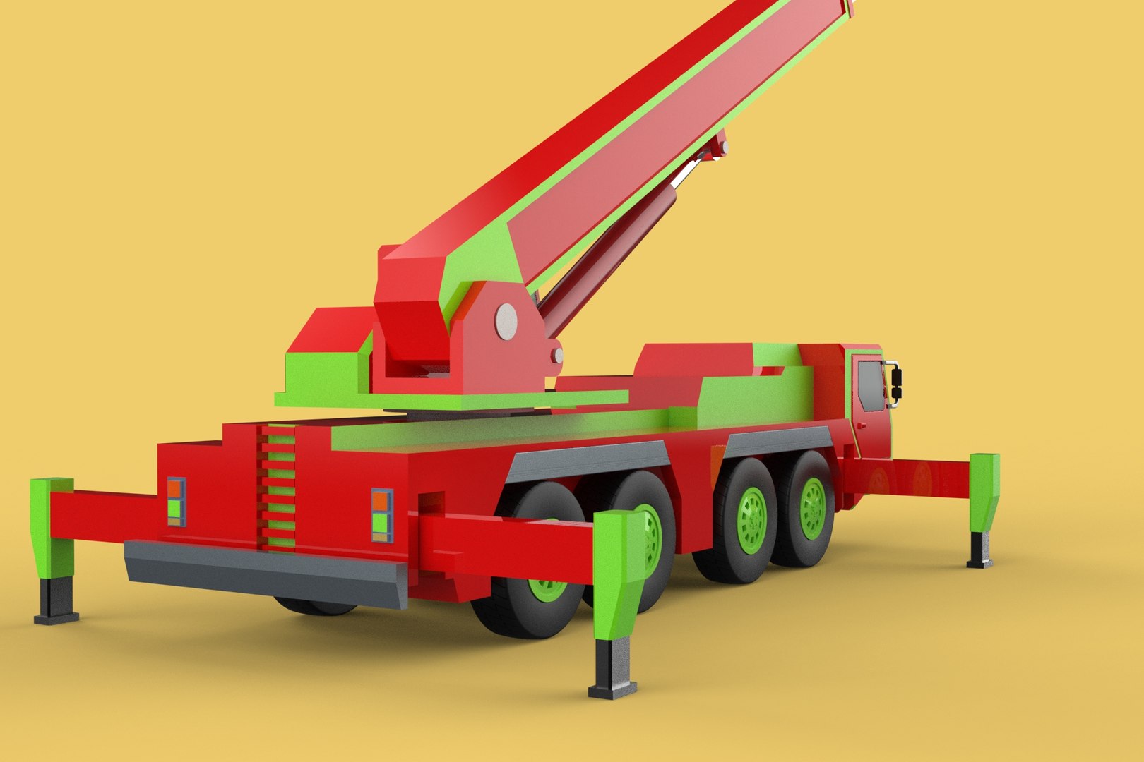 3D FIRE TRUCK FIREFIGHTER FIREFIGHTING FIREMAN ENGINE MOBILE CRANE ...
