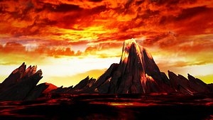 Volcanoes inferno  sea of fire natural wonders 3D model