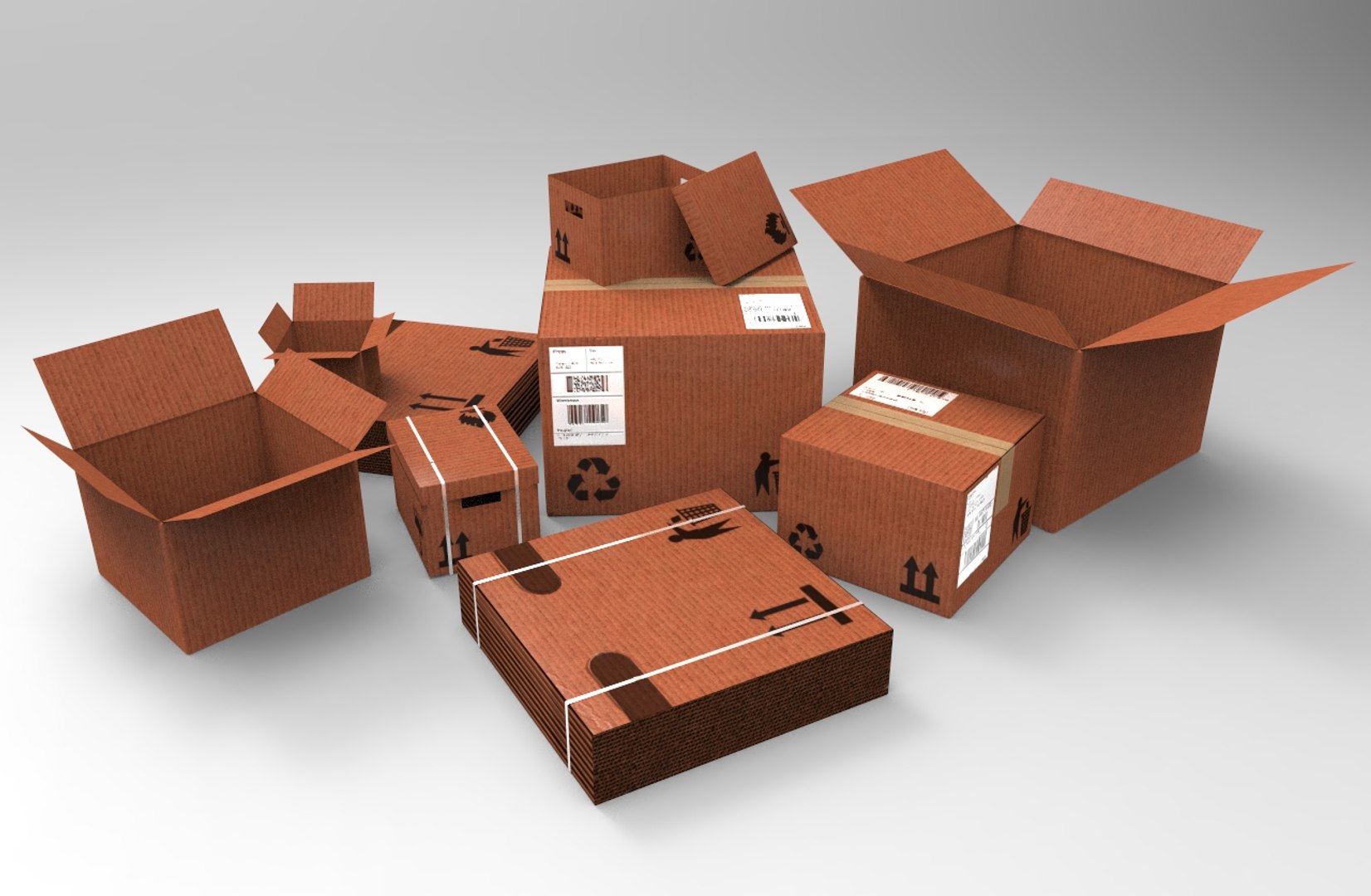 3d cardboard boxes