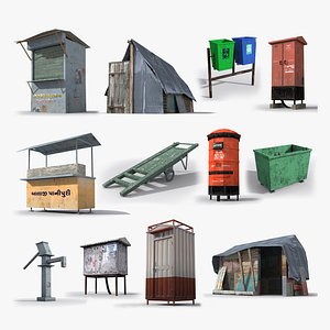 12 Slum elements Collection 3D model