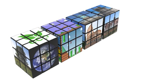 Rubiks Cubes Set With Pictures 3D model