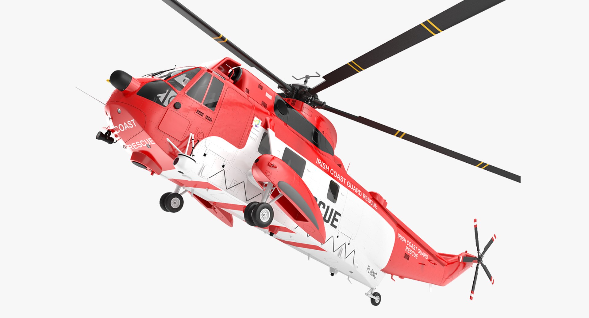 Irish Coast Guard Rescue Helicopter Sikorsky S-61 Sea King Rigged 3D Model 3D model preview