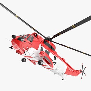 Irish Coast Guard Rescue Helicopter Sikorsky S-61 Sea King Rigged 3D Model