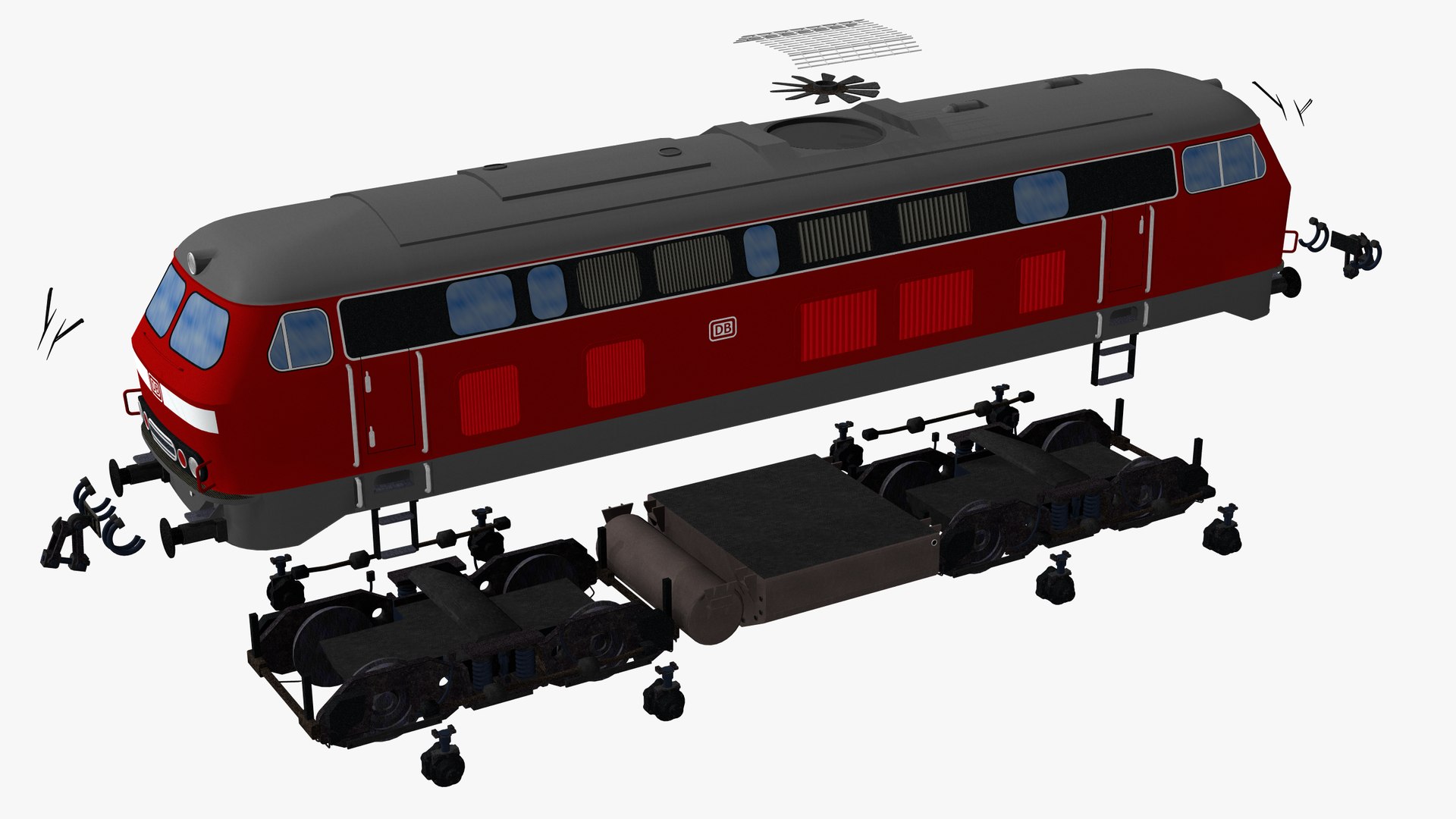 3D German Db Class 218 Red Diesel Hydraulic Locomotive - TurboSquid 2053244