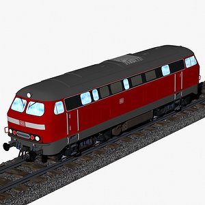 3D german db class 218 red diesel hydraulic locomotive