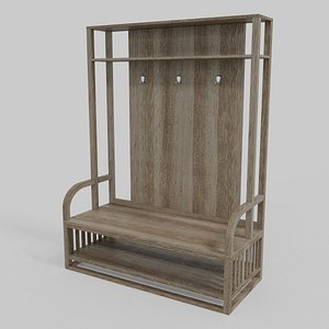 3D Wooden Hall Bench model