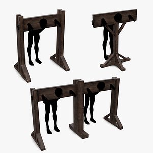 3D model Medieval Pillory - Wooden Classic Pillory - Bundle