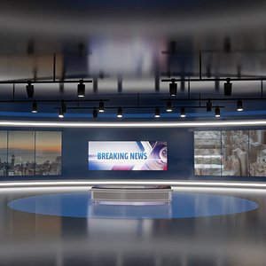 Virtual TV News Studio 3D model