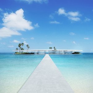 3D Modern Oceanfront Pavilion on Private Island model