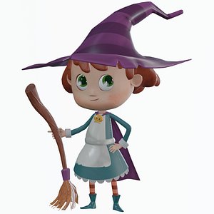 Stylized Witch Character - Low Poly Game Asset model