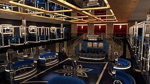 Luxury nightclub bar interior design 3D model