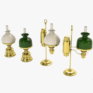 Oil Lamp Collection - Colonial Style 3D