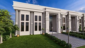 Grand Classical Entrance Greek Architectural 3D Model Low-Poly Free low-poly 3D model 3D