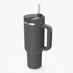 3D Insulated Travel Mug with Straw Grey model