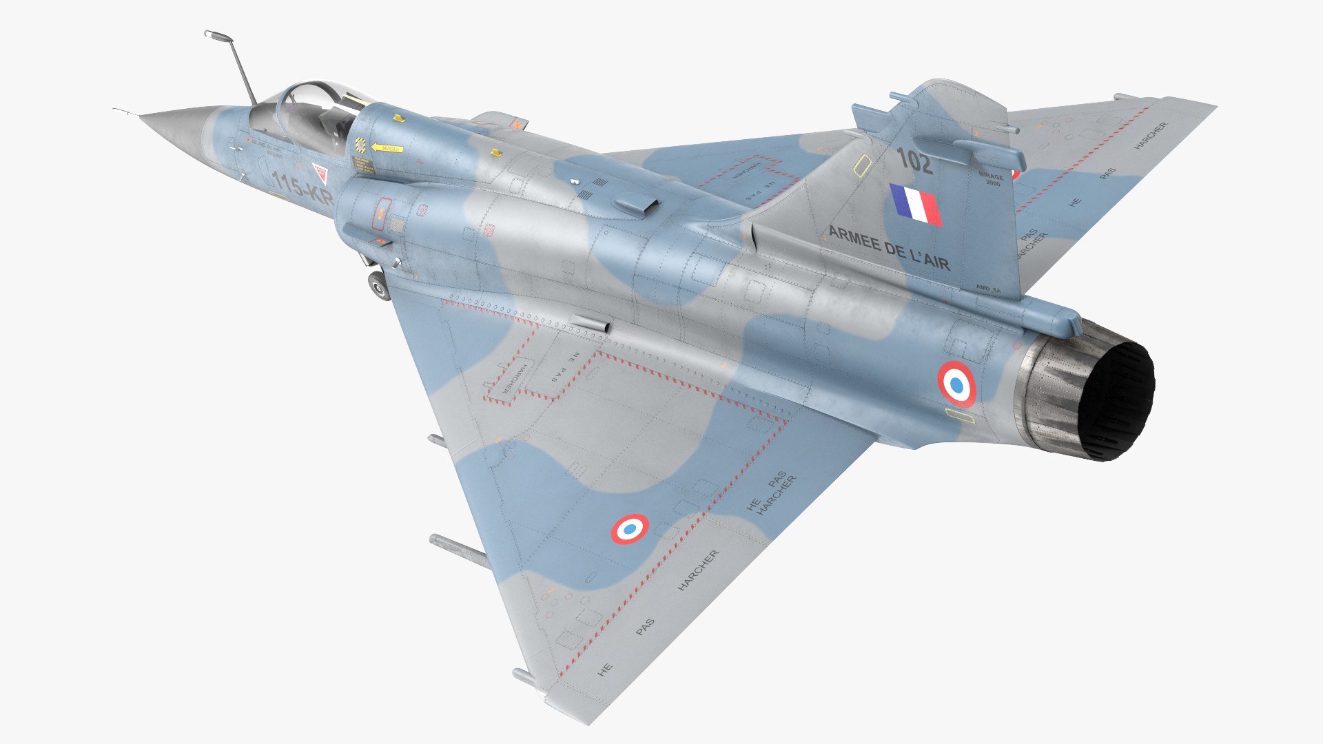 French Air Force Mirage 2000C Multi Role Fighter 3D model preview