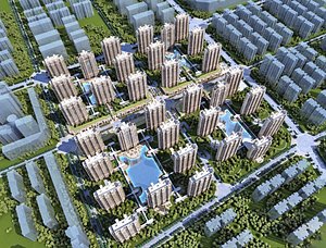 Contemporary High-Rise Residential Masterplan model