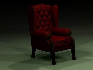 3d old red leather chair model