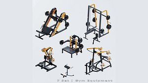 3D 7 Gym Equipment Blender-Fbx-Obj