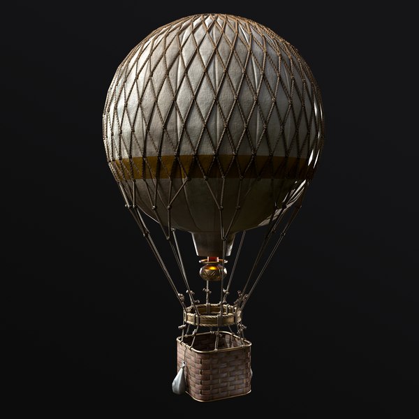 Steampunk Air Balloon Model Game Ready Kitbash Textured model