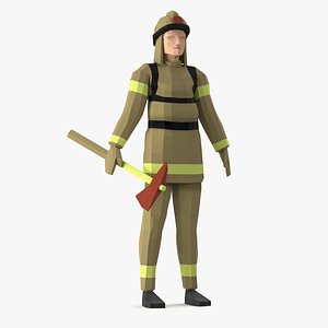 Firefighter Low Poly Rigged for Maya 3D model