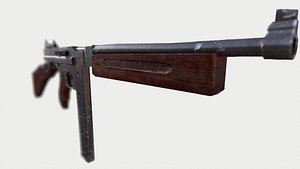 3d model m1a1 thompson submachine gun