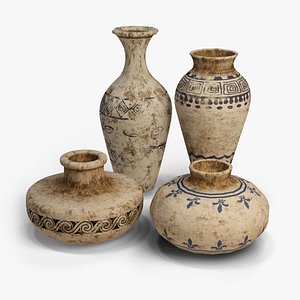 Old Clay Pots and Vases 3D model