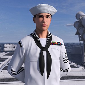3D Asian Sailor US Navy Rigged for Maya