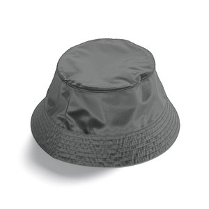 Black Nylon Bucket Hat - polyester headwear sunhat 3D model