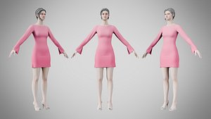 3D Dress 51 Tickle Me Pink model