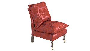 3D model Bergere chair red upholstery
