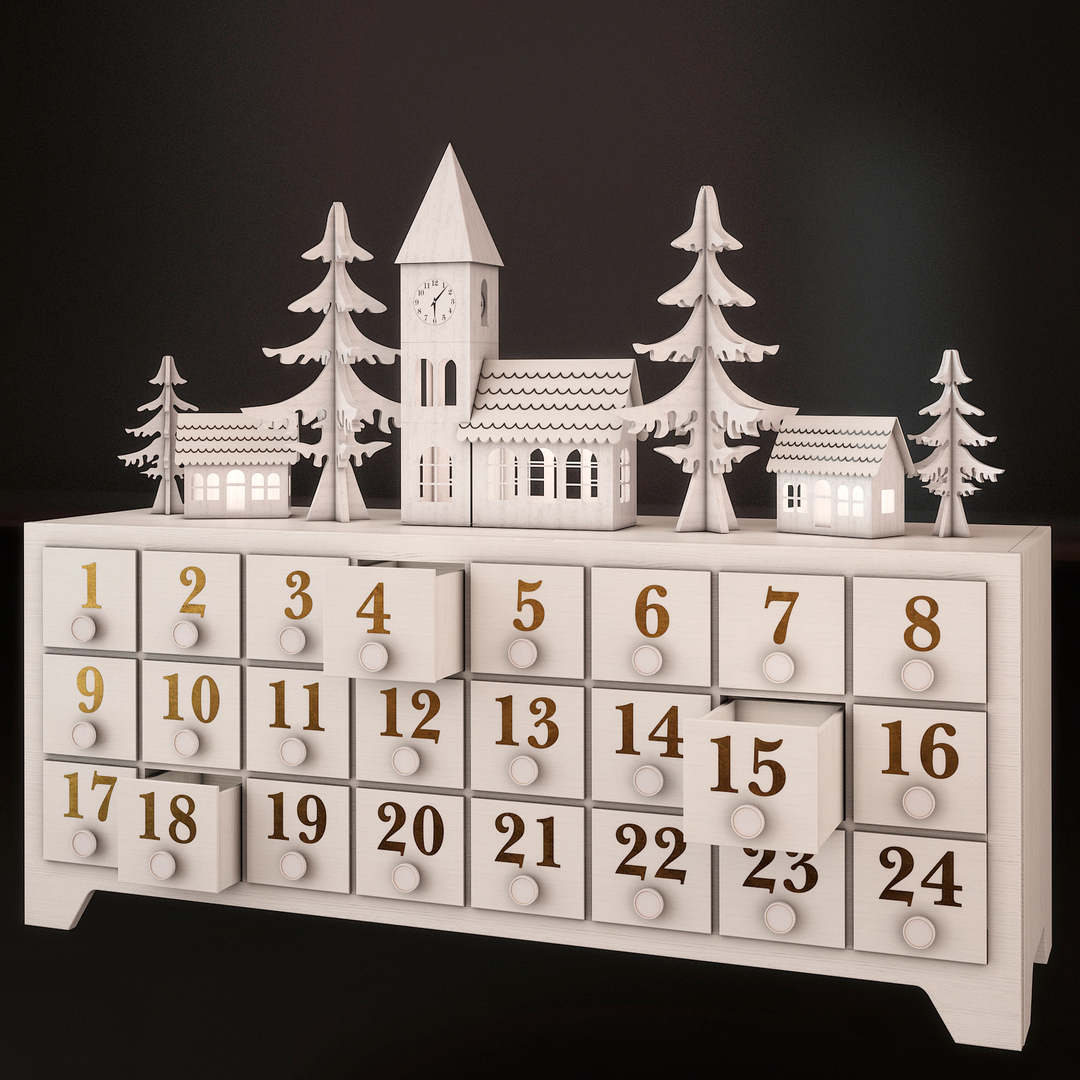 Wooden advent calendar drawers model - TurboSquid 1506398