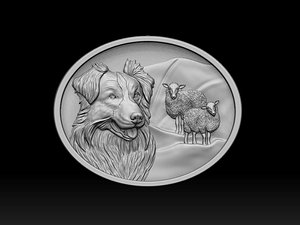 Border Collie with sheep pendant 3dprint model 3D print model 3D model