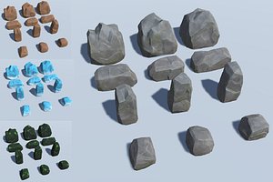 3D model stones rocks ready